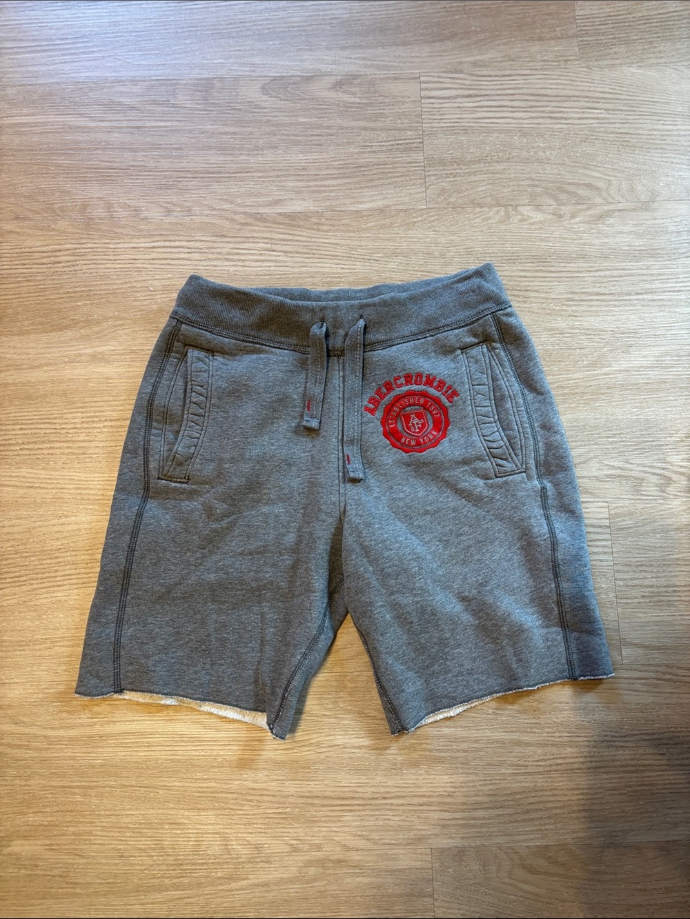 Abercrombie & Fitch Mens XS Y2K Fleece Embroidered Sweat Shorts Cut Off New York